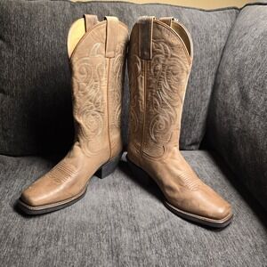 Shyanne Xero Gravity Womens Brown Leather Square Toe Western Boots BSWFA20P2 7.5